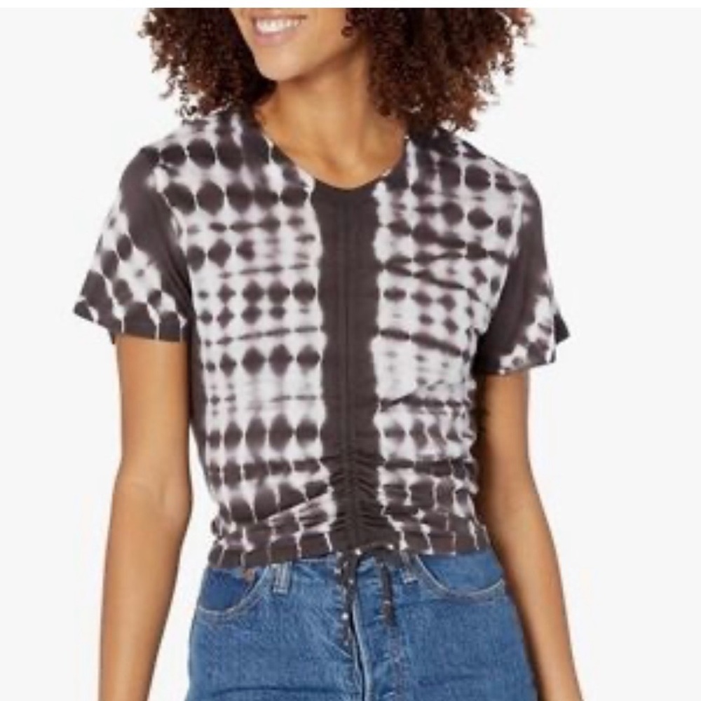 NWT Monrow Ruched Tie -Dye Short Sleeve Top.